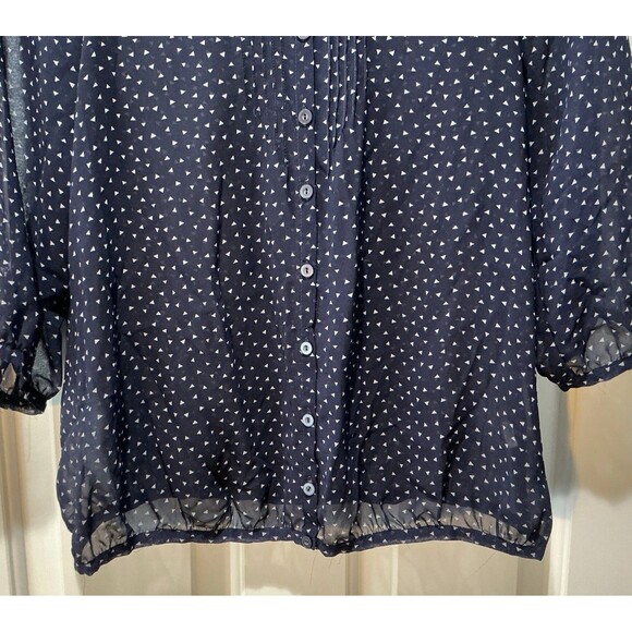 Pins & Needles Anthropologie Sheer Ruffle Blue Blouse Top Womens Small - Picture 3 of 5